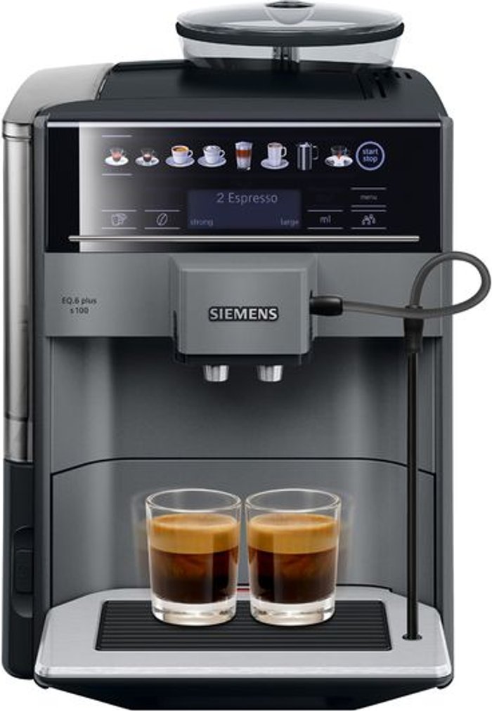 Currys Business | Siemens SIEMENS TE651209GB EQ6 S100 Bean to Cup Coffee Machine - Titanium, Silver/Grey Siemens SIEMENS TE651209GB EQ6 S100 Bean to Cup Coffee Machine - Titanium, Silver/Grey