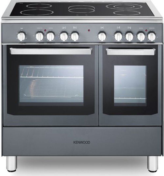 Currys Business | Kenwood KENWOOD CK418SL 90 cm Electric Ceramic Range Cooker - Slate Grey & Chrome Kenwood KENWOOD CK418SL 90 cm Electric Ceramic Range Cooker - Slate Grey & Chrome