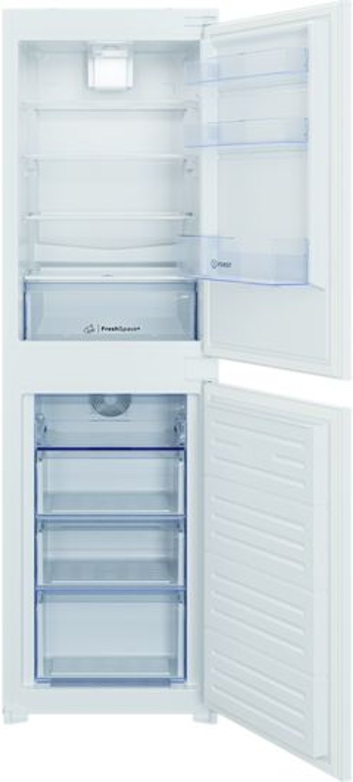 Currys Business | Indesit Indesit IBC185050F1 Integrated 50/50 Frost Free Fridge Freezer with Sliding Door Fixing Kit - White - F Rated Indesit Indesit IBC185050F1 Integrated 50/50 Frost Free Fridge Freezer with Sliding Door Fixing Kit - White - F Rated