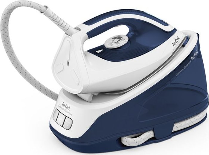 Currys Business | Tefal Tefal Express Essential SV6116G0 Pressurised Steam Generator Iron - White / Blue Tefal Tefal Express Essential SV6116G0 Pressurised Steam Generator Iron - White / Blue