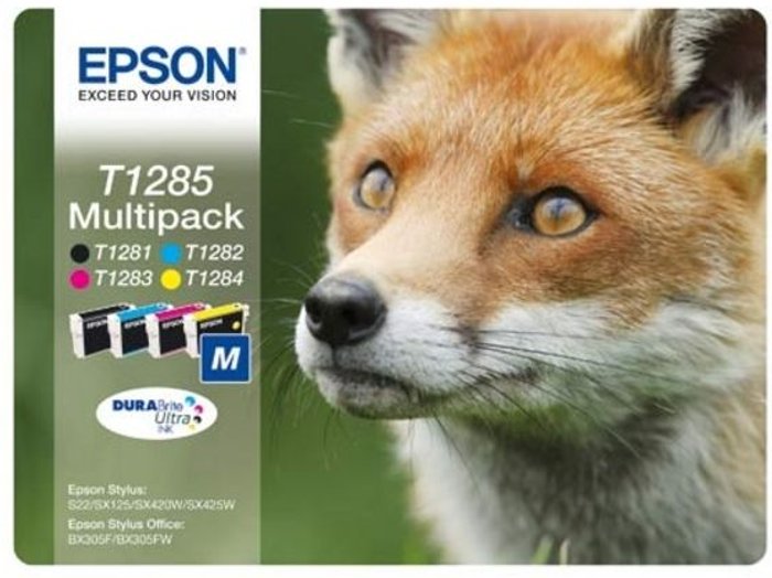 Currys Business | Epson Epson T1285 Ink Cartridge DURABrite Ultra Fox Multipack CMYK C13T12854012 Epson Epson T1285 Ink Cartridge DURABrite Ultra Fox Multipack CMYK C13T12854012