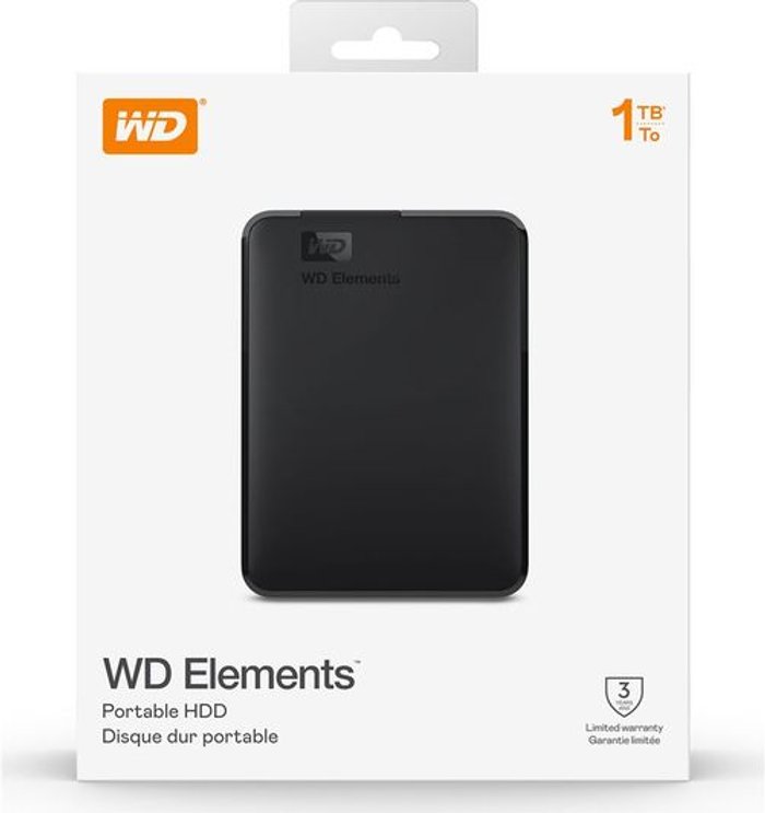 Currys Business | WD WD Elements SE Portable Hard Drive - 1 TB, Black, Black WD WD Elements SE Portable Hard Drive - 1 TB, Black, Black