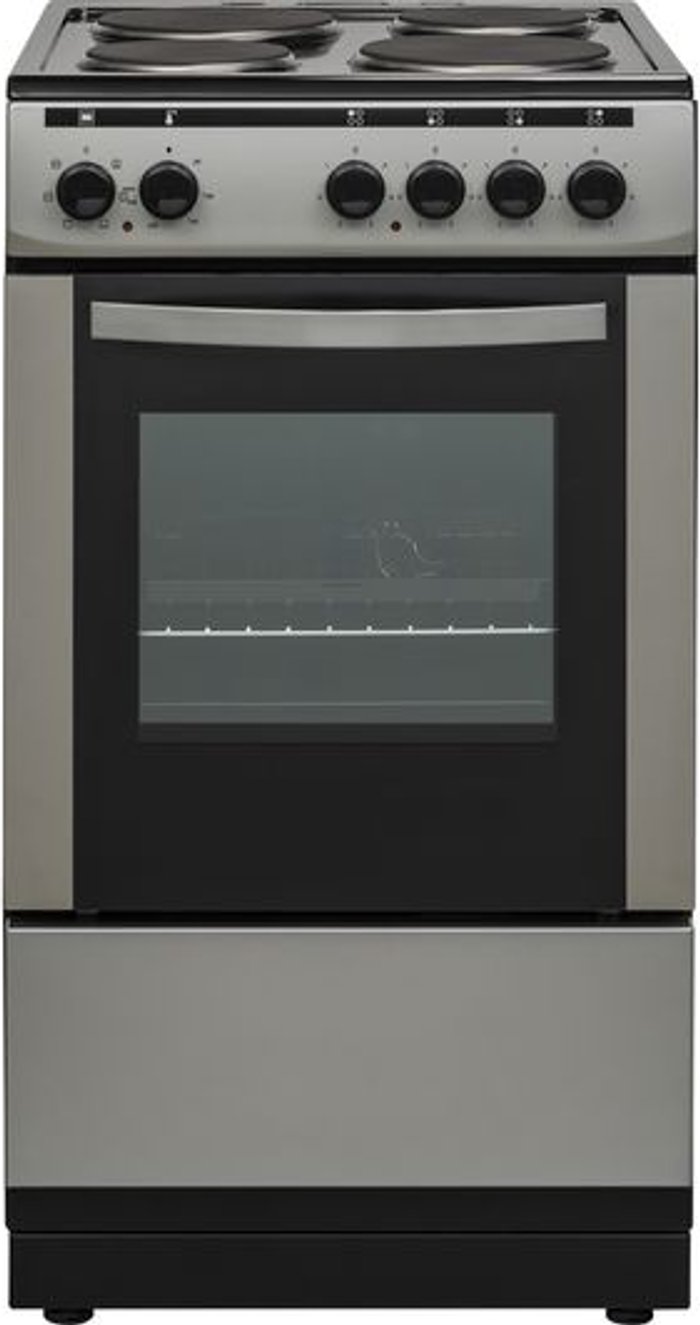 Currys Business | Essentials ESSENTIALS CFSESV18 50 cm Electric Solid Plate Cooker - Inox & Black Essentials ESSENTIALS CFSESV18 50 cm Electric Solid Plate Cooker - Inox & Black