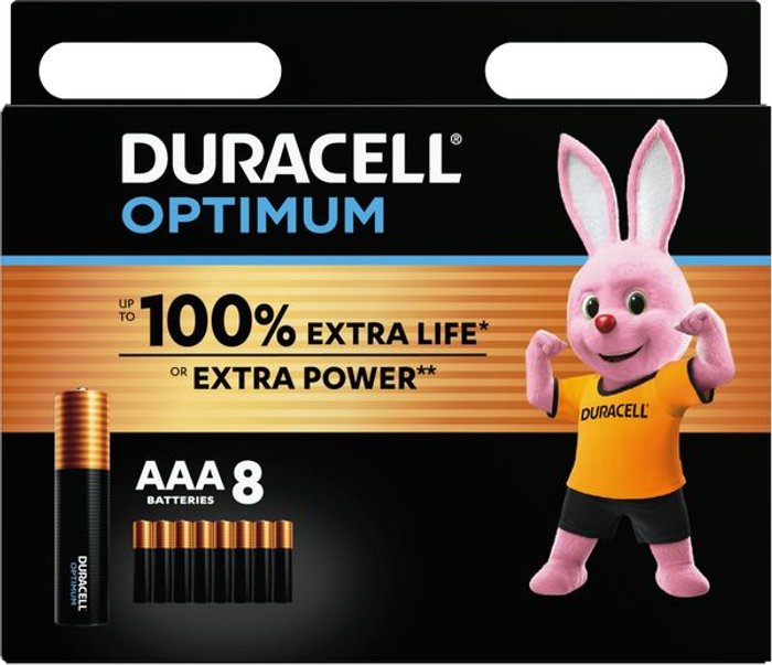 Currys Business | Duracell DURACELL Optimum AAA Alkaline Batteries - Pack of 8 Duracell DURACELL Optimum AAA Alkaline Batteries - Pack of 8