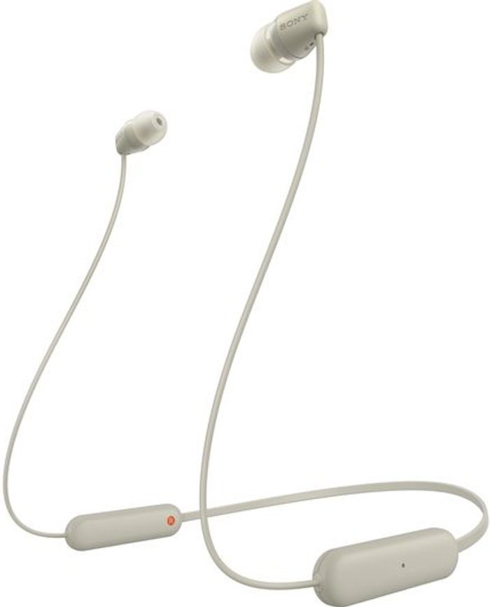 Currys Business | Sony SONY WI-C100 Wireless Bluetooth Earphones - Taupe Sony SONY WI-C100 Wireless Bluetooth Earphones - Taupe