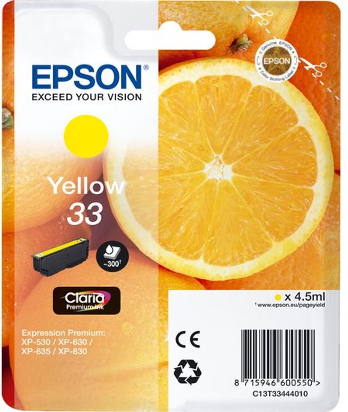 Currys Business | Epson EPSON No. 33 Oranges Yellow Ink Cartridge Epson EPSON No. 33 Oranges Yellow Ink Cartridge