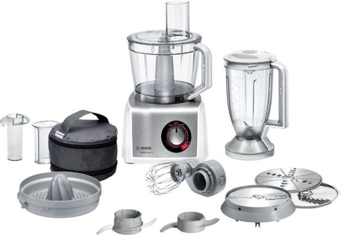 Currys Business | Bosch BOSCH MultiTalent8 MC812S734G Food Processor - Silver & White Bosch BOSCH MultiTalent8 MC812S734G Food Processor - Silver & White