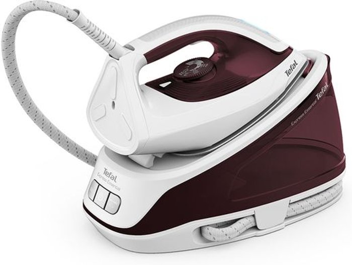 Currys Business | Tefal TEFAL Express Essential SV6110 Steam Generator Iron - White & Red Tefal TEFAL Express Essential SV6110 Steam Generator Iron - White & Red