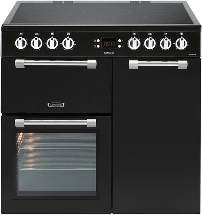 Currys Business | Leisure Leisure Cookmaster CK90C230K 90cm Electric Range Cooker with Ceramic Hob - Black - A/A Rated Leisure Leisure Cookmaster CK90C230K 90cm Electric Range Cooker with Ceramic Hob - Black - A/A Rated