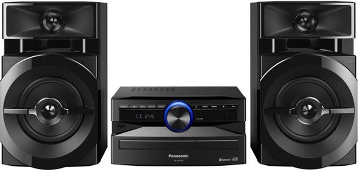 Currys Business | Panasonic PANASONIC SC-UX100E-K Bluetooth Megasound Party Hi-Fi System - Black Panasonic PANASONIC SC-UX100E-K Bluetooth Megasound Party Hi-Fi System - Black