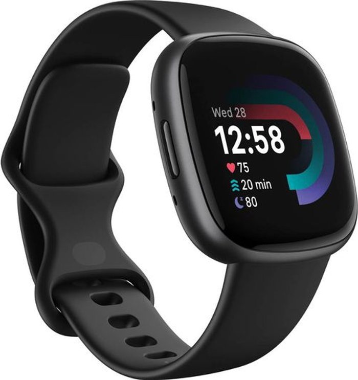 Currys Business | Fitbit FITBIT Versa 4 with Amazon Alexa - Black & Graphite Fitbit FITBIT Versa 4 with Amazon Alexa - Black & Graphite