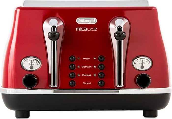 Currys Business | Delonghi DELONGHI Micalite CTOM4003R 4-Slice Toaster - Red Delonghi DELONGHI Micalite CTOM4003R 4-Slice Toaster - Red