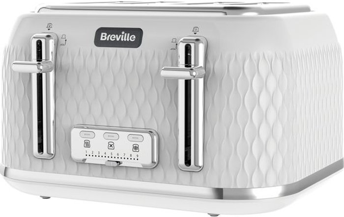Currys Business | Breville BREVILLE Curve VTT911 4-Slice Toaster - White & Chrome Breville BREVILLE Curve VTT911 4-Slice Toaster - White & Chrome