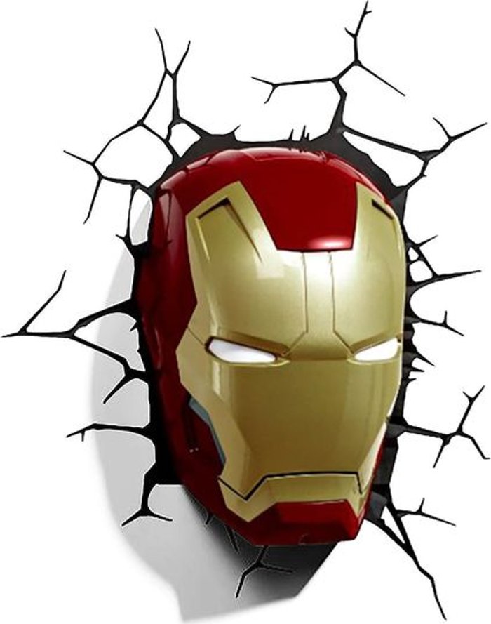 Currys Business | 3D LIGHT FX 3D LIGHT FX Iron Man Mask Wall Light - Red & Gold, Red,Gold 3D LIGHT FX 3D LIGHT FX Iron Man Mask Wall Light - Red & Gold, Red,Gold