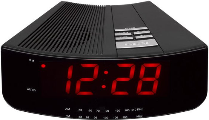 Currys Business | Logik LOGIK LCRAN12 FM/AM Clock Radio - Black Logik LOGIK LCRAN12 FM/AM Clock Radio - Black