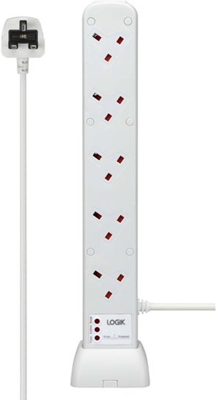 Currys Business | Logik LOGIK L10W4S18 Surge Protected 10-socket Extension Lead - 4 m Logik LOGIK L10W4S18 Surge Protected 10-socket Extension Lead - 4 m