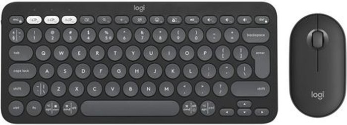 Currys Business | Logitech LOGITECH Pebble 2 MK380 Wireless Keyboard & Mouse Set - Graphite Logitech LOGITECH Pebble 2 MK380 Wireless Keyboard & Mouse Set - Graphite