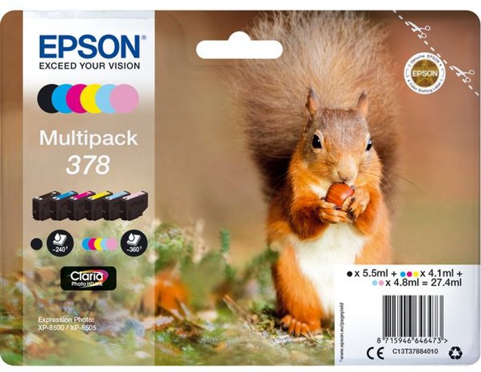 Currys Business | Epson EPSON 378 Squirrel 6-colour Ink Cartridges - Multipack Epson EPSON 378 Squirrel 6-colour Ink Cartridges - Multipack