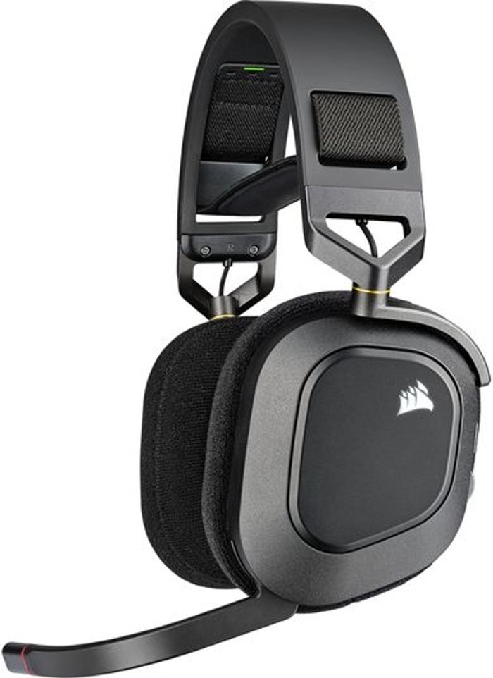 Currys Business | Corsair CORSAIR HS80 RGB Wireless Gaming Headset - Black, Black Corsair CORSAIR HS80 RGB Wireless Gaming Headset - Black, Black