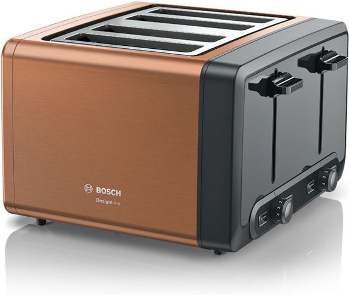 Currys Business | Bosch BOSCH DesignLine Plus TAT4P449GB 4-Slice Toaster - Copper Bosch BOSCH DesignLine Plus TAT4P449GB 4-Slice Toaster - Copper