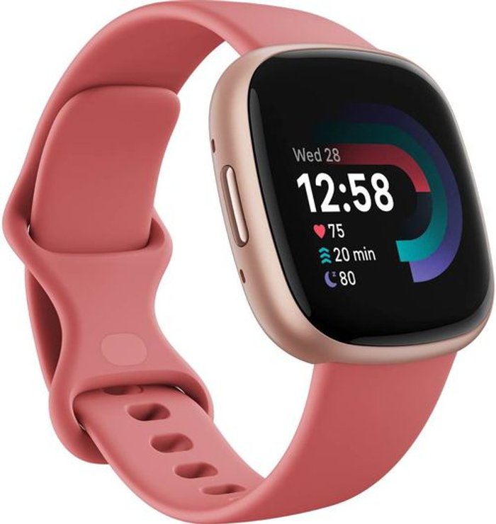 Currys Business | Fitbit FITBIT Versa 4 with Amazon Alexa - Pink Sand & Copper Rose Fitbit FITBIT Versa 4 with Amazon Alexa - Pink Sand & Copper Rose