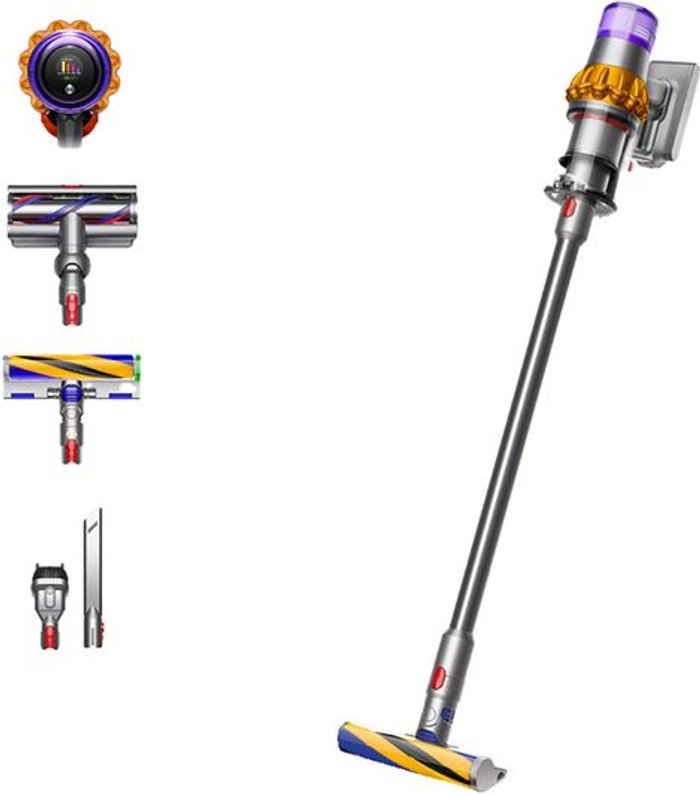 Currys Business | Dyson DYSON V15 Detect Absolute Cordless Vacuum Cleaner - Yellow & Nickel Dyson DYSON V15 Detect Absolute Cordless Vacuum Cleaner - Yellow & Nickel