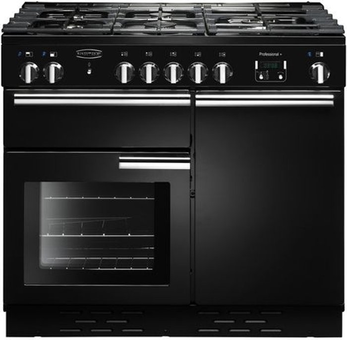 Currys Business | Rangemaster RANGEMASTER Professional PROP100NGFGB Dual Fuel Range Cooker - Black & Chrome Rangemaster RANGEMASTER Professional PROP100NGFGB Dual Fuel Range Cooker - Black & Chrome
