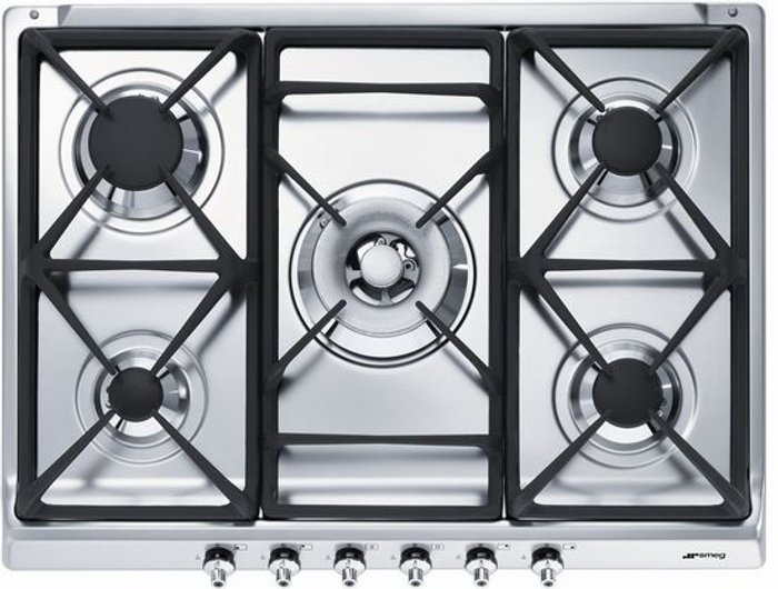 Currys Business | Smeg SMEG SE70SGH-5 Gas Hob - Stainless Steel, Stainless Steel Smeg SMEG SE70SGH-5 Gas Hob - Stainless Steel, Stainless Steel