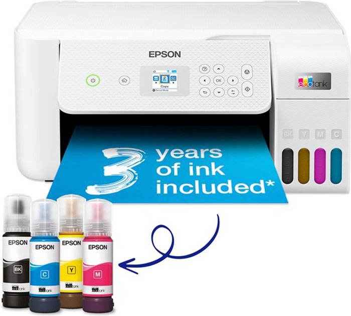 Currys Business | Epson EPSON EcoTank ET-2826 All-in-One Wireless Inkjet Printer, White Epson EPSON EcoTank ET-2826 All-in-One Wireless Inkjet Printer, White