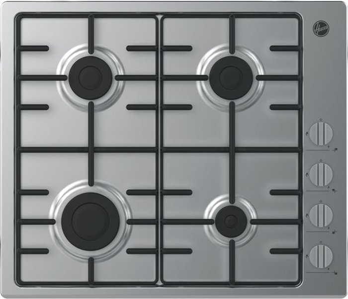 Currys Business | Hoover HOOVER HHW6LK3X Gas Hob - Silver, Silver/Grey Hoover HOOVER HHW6LK3X Gas Hob - Silver, Silver/Grey