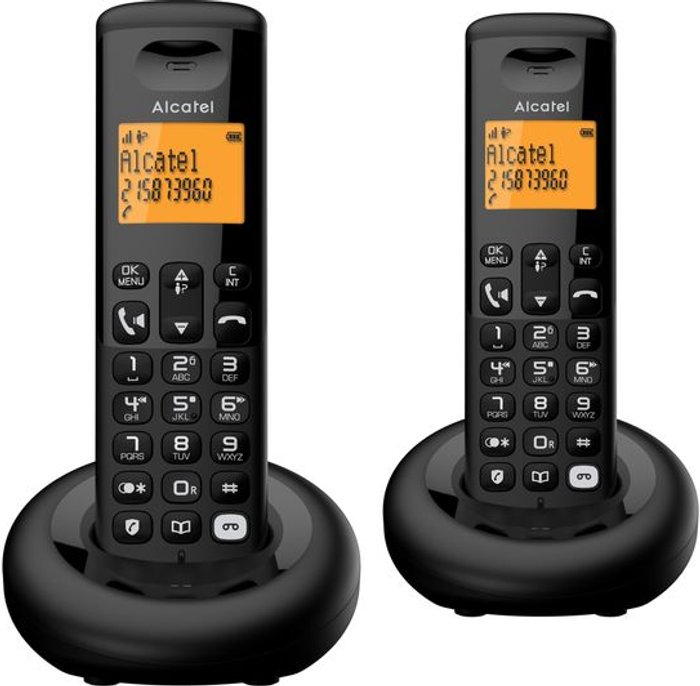 Currys Business | Alcatel ALCATEL E260 Svoice TAM Cordless Phone - Twin Handsets Alcatel ALCATEL E260 Svoice TAM Cordless Phone - Twin Handsets