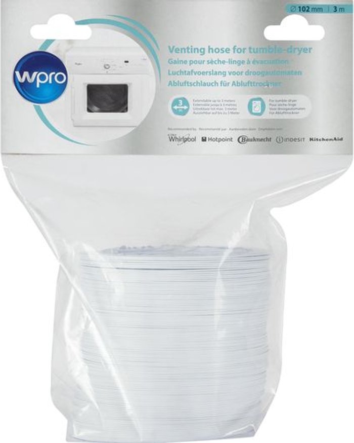 Currys Business | WPRO WPRO ASG310 Universal Tumble Dryer Vent Tube - 3 m WPRO WPRO ASG310 Universal Tumble Dryer Vent Tube - 3 m
