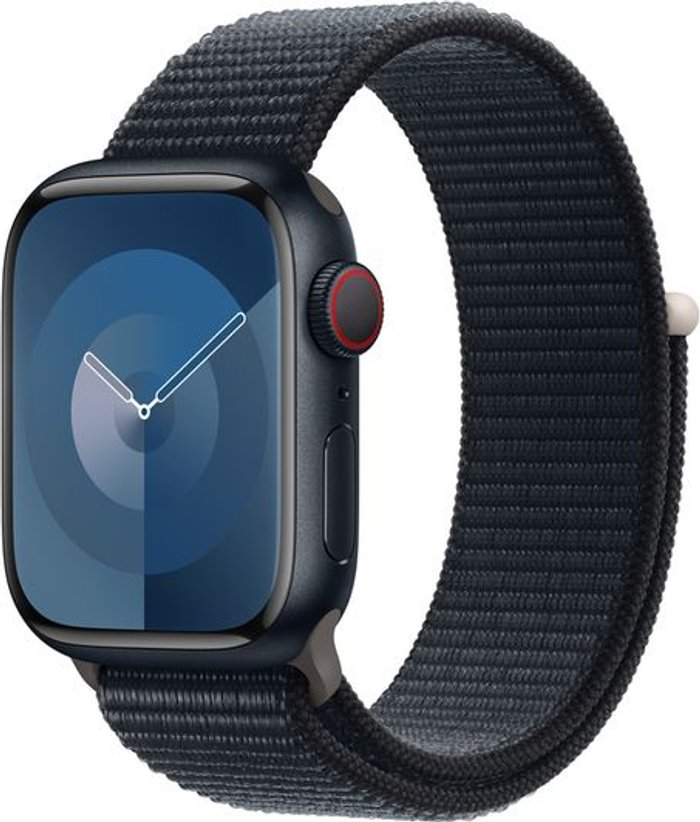 Currys Business | Apple APPLE Watch Series 9 Cellular - 41 mm Midnight Case with Midnight Sport Loop, Black,Blue Apple APPLE Watch Series 9 Cellular - 41 mm Midnight Case with Midnight Sport Loop, Black,Blue