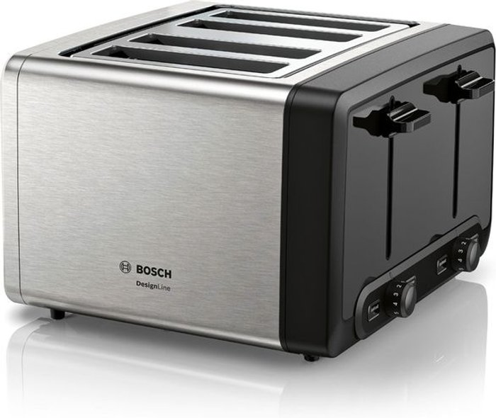 Currys Business | Bosch BOSCH DesignLine Plus TAT4P440GB 4-Slice Toaster - Silver Bosch BOSCH DesignLine Plus TAT4P440GB 4-Slice Toaster - Silver