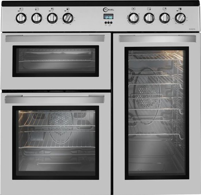 Currys Business | Flavel FLAVEL MLN9CRS 90 cm Electric Range Cooker - Silver, Silver/Grey Flavel FLAVEL MLN9CRS 90 cm Electric Range Cooker - Silver, Silver/Grey