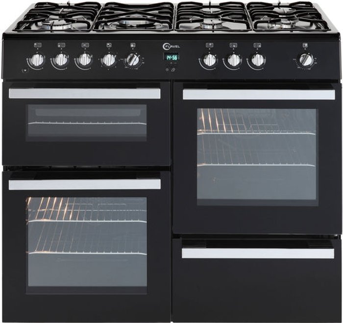 Currys Business | Flavel FLAVEL Milano 100 MLN10FRK Dual Fuel Range Cooker - Black & Chrome, Black Flavel FLAVEL Milano 100 MLN10FRK Dual Fuel Range Cooker - Black & Chrome, Black