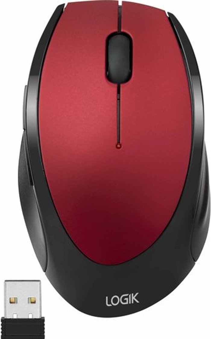 Currys Business | Logik LOGIK LWLMRD23 Wireless Optical Mouse - Red, Red Logik LOGIK LWLMRD23 Wireless Optical Mouse - Red, Red
