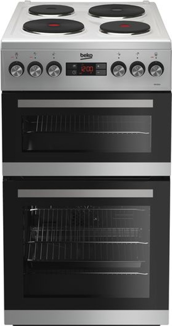 Currys Business | Beko BEKO KDV555AS 50 cm Electric Solid Plate Cooker - Silver Beko BEKO KDV555AS 50 cm Electric Solid Plate Cooker - Silver