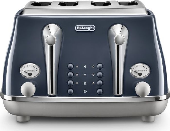 Currys Business | Delonghi DELONGHI Icona Capitals CTOC4003.BL 4-Slice Toaster - Blue, Blue Delonghi DELONGHI Icona Capitals CTOC4003.BL 4-Slice Toaster - Blue, Blue