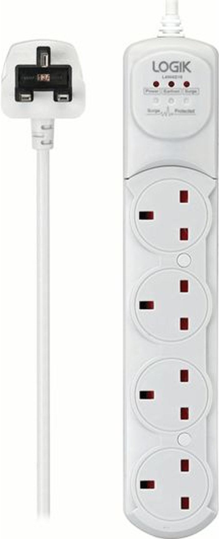 Currys Business | Logik LOGIK L4W4S18 Surge Protected 4-Socket Extension Lead - 4 m Logik LOGIK L4W4S18 Surge Protected 4-Socket Extension Lead - 4 m