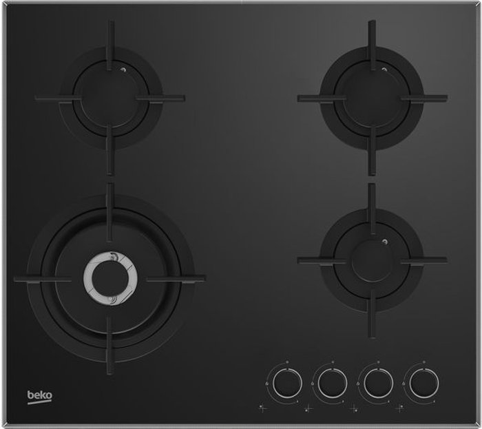Currys Business | Beko BEKO Pro HCLW64222S Gas Hob - Black, Black Beko BEKO Pro HCLW64222S Gas Hob - Black, Black