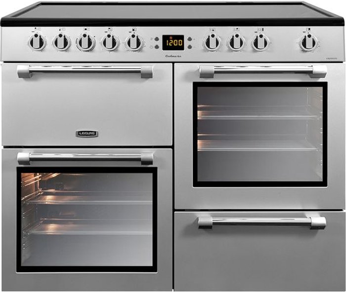 Currys Business | Leisure LEISURE Cookmaster CK100C210S Electric Ceramic Range Cooker - Silver & Chrome Leisure LEISURE Cookmaster CK100C210S Electric Ceramic Range Cooker - Silver & Chrome