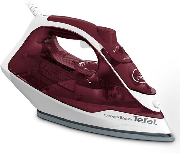 Currys Business | Tefal TEFAL Express Steam FV2869 Steam Iron - White & Red Tefal TEFAL Express Steam FV2869 Steam Iron - White & Red