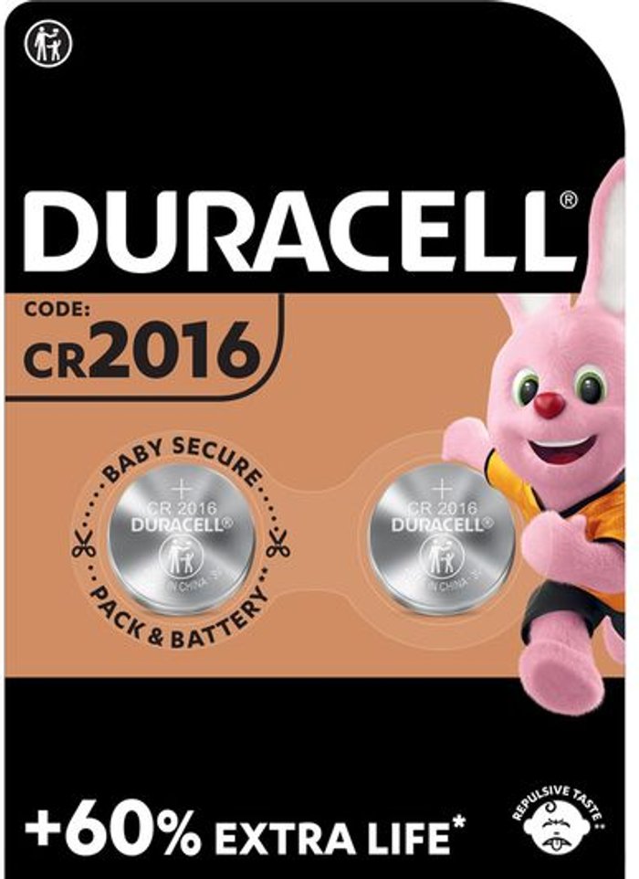 Currys Business | Duracell DURACELL 2016 DL2016/CR2016 Lithium Batteries - Pack of 2 Duracell DURACELL 2016 DL2016/CR2016 Lithium Batteries - Pack of 2