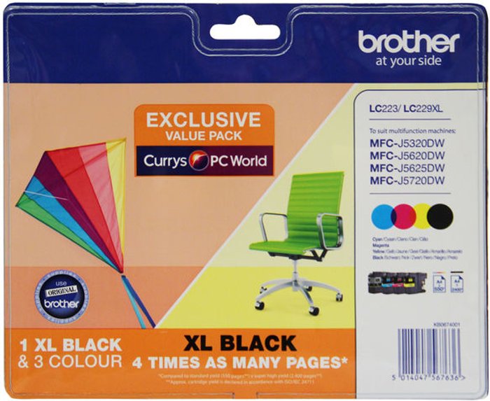 Currys Business | Brother BROTHER LC229XLDSVALBPRF Tri-colour & Black Ink Cartridges - Multipack Brother BROTHER LC229XLDSVALBPRF Tri-colour & Black Ink Cartridges - Multipack