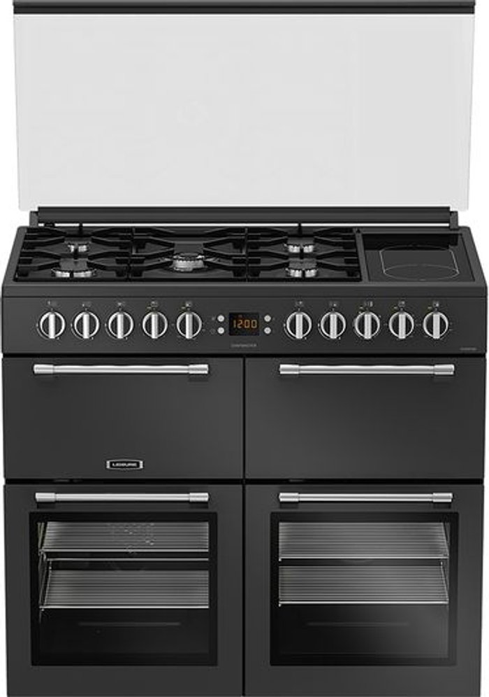 Currys Business | Leisure LEISURE Chefmaster CC100F521T 100 cm Dual Fuel Range Cooker - Anthracite, Black Leisure LEISURE Chefmaster CC100F521T 100 cm Dual Fuel Range Cooker - Anthracite, Black