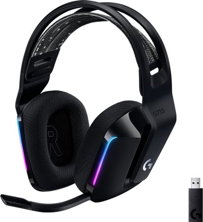 Currys Business | Logitech LOGITECH G733 LIGHTSPEED Wireless Gaming Headset - Black, Black Logitech LOGITECH G733 LIGHTSPEED Wireless Gaming Headset - Black, Black