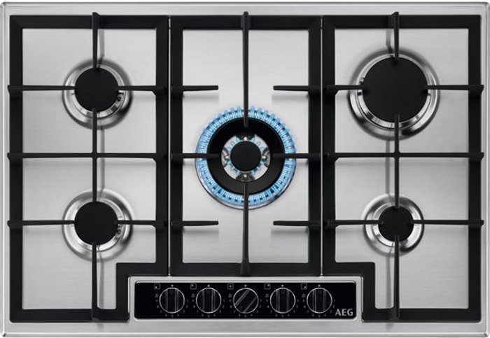 Currys Business | AEG AEG HGB75420YM Gas Hob - Stainless Steel, Stainless Steel AEG AEG HGB75420YM Gas Hob - Stainless Steel, Stainless Steel