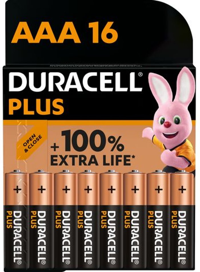 Currys Business | Duracell DURACELL Plus AAA Alkaline Batteries - Pack of 16 Duracell DURACELL Plus AAA Alkaline Batteries - Pack of 16