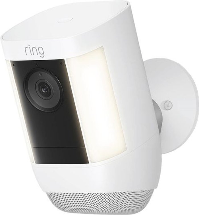 Currys Business | Ring Ring Battery Powered Spotlight Cam Pro Smart Home Security Camera in White Ring Ring Battery Powered Spotlight Cam Pro Smart Home Security Camera in White